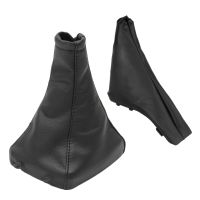 2Pcs Car Handbrake Gear Shift Boot Gaiter Gaitor Pu Leather Black for Opel Astra G Zafira a Vauxhall 1998-2004