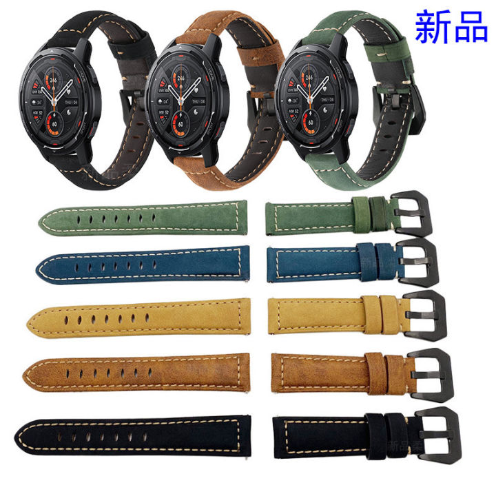 เหมาะสำหรับ-xiaomi-watch-color-2-สายนาฬิกาสายนาฬิกาหนังแท้ฝ้าชั้นแรกสายข้อมือหนังวัวแท้-22mm-สายนาฬิกา