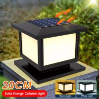 ◐✌☫ Warmtaste Led Lampu Solar Pillar Lights Outdoor Waterproof Garden Lamp Warm Column Post Lights for House Fence Gate Headlight Decorative Lighting