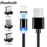 Doudoulie สาย USB หัวแม่เหล็กชาร์จเร็วชนิด C สายแม่เหล็กที่ชาร์จไฟไมโครยูเอสบีโทรศัพท์มือถือเคเบิลสายสาย USB สำหรับ I-Phone Samsung