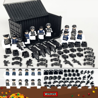 WUHUI 12 + 1ชิ้น SWAT ทหารกองทัพ WW2 Minifigures ของเล่นภาชนะอาคารชุดสำเร็จรูป Enlighten ตำรวจเมืองที่ทันสมัยคอมมานโดกองกำลังพิเศษอาคารอิฐเด็กของเล่นของเล่นสำหรับหนุ่มๆสาวๆเข้ากันได้กับทุกยี่ห้อ