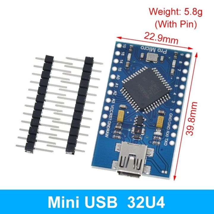 TZT Pro Micro ATmega32U4 5V 16MHz เปลี่ยน ATmega328สำหรับ Arduino Pro Mini 2แถว Pin Header สำหรับ Leonardo Mini Usb อินเทอร์เฟซ