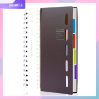 YESMILE สีดำสีดำ โน้ตบุ๊คเกลียว 5หัวข้อ สไปรอล สมุดโน้ตมีซับใน สายห้อยปกแข็ง ความกว้างกว้าง วารสารที่ถูกผูกไว้ เครื่องใช้ในสำนักงาน