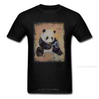 Vintage Panda T Shirt Men Tshirt Black Cigarette Break Clothes Painting Hip Hop Top Tees O-Neck 100% Cotton Fabric Clothes