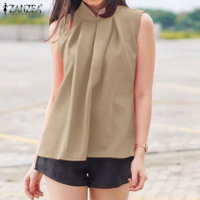 (สินค้ามาใหม่)(จัดส่งฟรี)Fancystyle ZANZEA เสื้อชั้นในแบบลำลองสำหรับสไตล์เกาหลีของผู้หญิงไม่มีจีบคอสีทึบ Camisoles #10