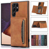 YIQIAN เคสสำหรับ Samsung Galaxy S22/ S22 + S22 Plus /S22 Ultra เคสกระเป๋าสตางค์ดีเยี่ยมพร้อมช่องเสียบกระเป๋าใส่บัตรเครดิตหนัง PU ย้อนยุคผู้ชายเคสมือถือขาตั้งฝาครอบป้องกันการกระแทกสำหรับซีรีย์ S22