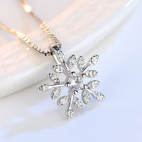 ANENJERY 925 Sterling Silver Zircon Snowflake Jewelry Sets Necklace+Bracelet+Earrings For Women Girl Christmas Gift