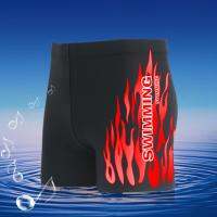 Swim Shorts 3D Cutting Bathing Trunks Plus Size Slim Fit  Fashion Male Flame Print Swimming Pool Trunks Swimwear