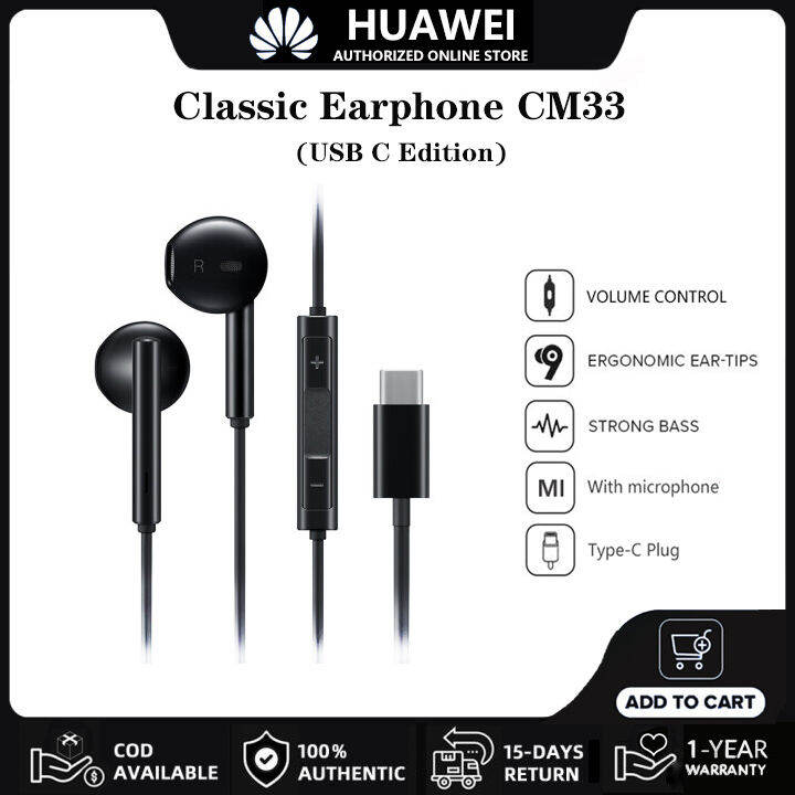 HUAWEI Headset CM33 Full Bass Earphone Original USB C Edition Hi-Res ...