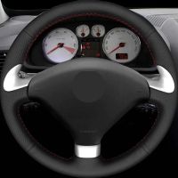 【YF】 Black Faux Leather Car Accessories Steering Wheel Cover For Peugeot 307 CC 2004-2009 SW 407