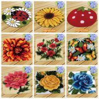 Latch Hook Cushion Pillow Flower Latch Hook Flower Series Car Embroidery Pillow Set DIY Decor Package Cross Stitch Kit Smyrna