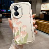 เคสสำหรับ REALME C33ดอกทิวลิปลายคลื่นไอศครีมเคสเคสโทรศัพท์นิ่มสาวน่ารัก