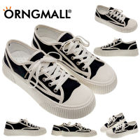 ONGMALL รองเท้าผ้าใบคุณภาพสูงสำหรับผู้หญิงรองเท้าส้นเตี้ยสไตล์เกาหลีรองเท้าแฟชั่นรองเท้าผ้าใบผู้หญิงรองเท้าผ้าใบลำลอง 35-40