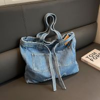 ∏┅☏ washed denim cloth high-capacity commuter bag fashion leisure tote