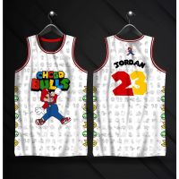 2023 NEWMen S Outdoor Sports Vest Chicago Bullets MICHAEL X SUPER MARIO JUMPMAN White Jersey