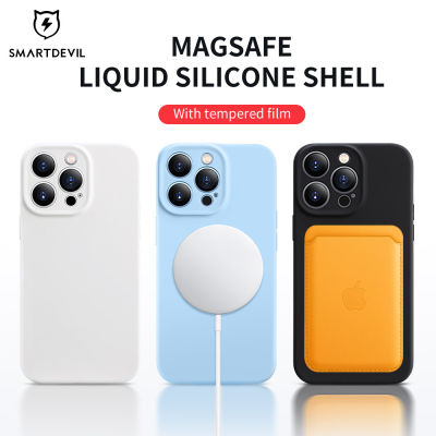 SmartDevil เคสเคสโทรศัพท์ Magsafe iPhone 14 Pro Max Case iPhone 14 Pro Case iPhone 14 plus Case iPhone 15 Pro Max iPhone 15 case iPhone 15 Plus Magsafe Liquid เคสซิลิโคนปกป้องเคสสีทึบอ่อน