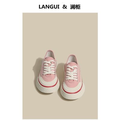Large-scale tank pink canvas shoes leisure female 2022 summer new sponge thick bottom sandals increased age season leisure pie