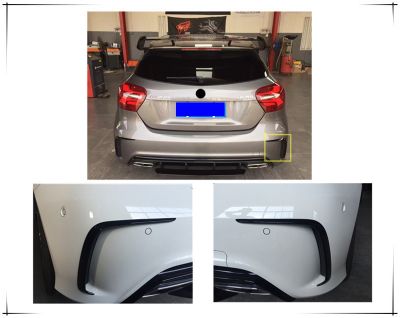 Car Styling For Benz W176 A200 A250 A45 AMG Hatchback Sport 2014-2018 Gloss Black Rear Bumper Lip Spoiler Canards Vents 2Pcs
