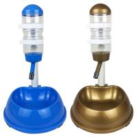 2 Pcs Automatic Pet Drinker Dog Bowls Water Bottles Universal Dog Drinker Feeder Liftable Dispenser Bowl, Blue &amp; Gold