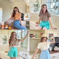 Wclothes Truffle Knit Crop เสื้อแขนสั้น ทรงครอป ผ้า Knit ทอลาย