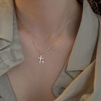 New Creativity Light luxury Zircon Cross Pendant Necklace For Women Gold Silver Color Clavicle Chain Fashion Jewelry Wholesale