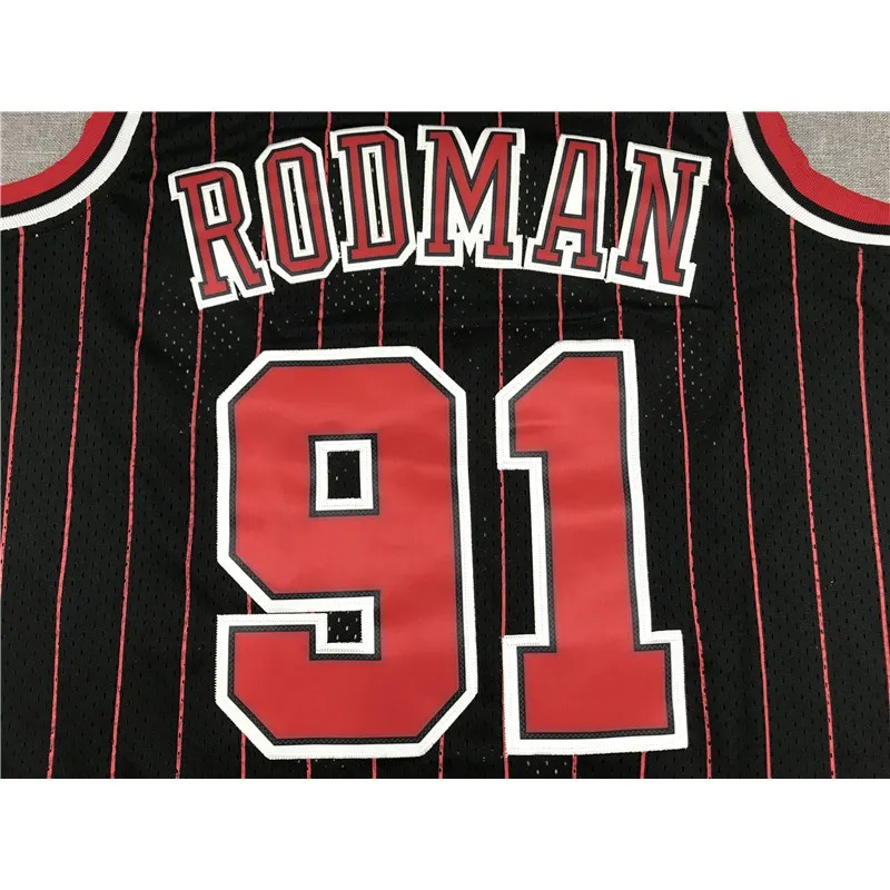 GR] Jersey Chicago Bulls No.91 Rodman Classic Jersey Sports Top Vest Stripe  black Commemorative Edition Unisex Plu