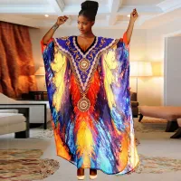 --D0512 Europe and the United States polyester canvas printing beach blouse holiday dress bikini outer tunic dress robes is prevented bask in unlined upper garment