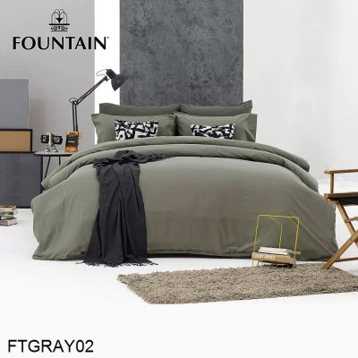 Fountain ผ้าปูที่นอน (ไม่รวมผ้านวม) สีเทา GRAY FTGRAY02 (เลือกขนาดเตียง 3.5ฟุต/5ฟุต/6ฟุต) #ฟาวเท่น เครื่องนอน ชุดผ้าปู ผ้าปูเตียง