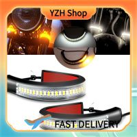 YZH Shop ไฟสัญญาณไฟเลี้ยวรถจักรยานยนต์ LED ยืดหยุ่นได้,แถบไฟบาร์เบรคไฟวิ่งกลางวัน DRL อุปกรณ์ตกแต่งรถยนต์2ชิ้น