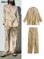 【DT】hot！ Pants Set Tie-dyed  Waist Woman Suits Print Sleeve Shirts 2023 New Loose 2 Piece Sets