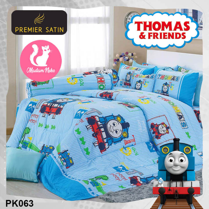 premier-satin-ผ้าปูที่นอน-ไม่รวมผ้านวม-รถไฟโทมัส-thomas-amp-friends-pk063-เลือกขนาดเตียง-3-5ฟุต-5ฟุต-6ฟุต-พรีเมียร์ซาติน-เครื่องนอน-ชุดผ้าปู-ผ้าปูเตียง