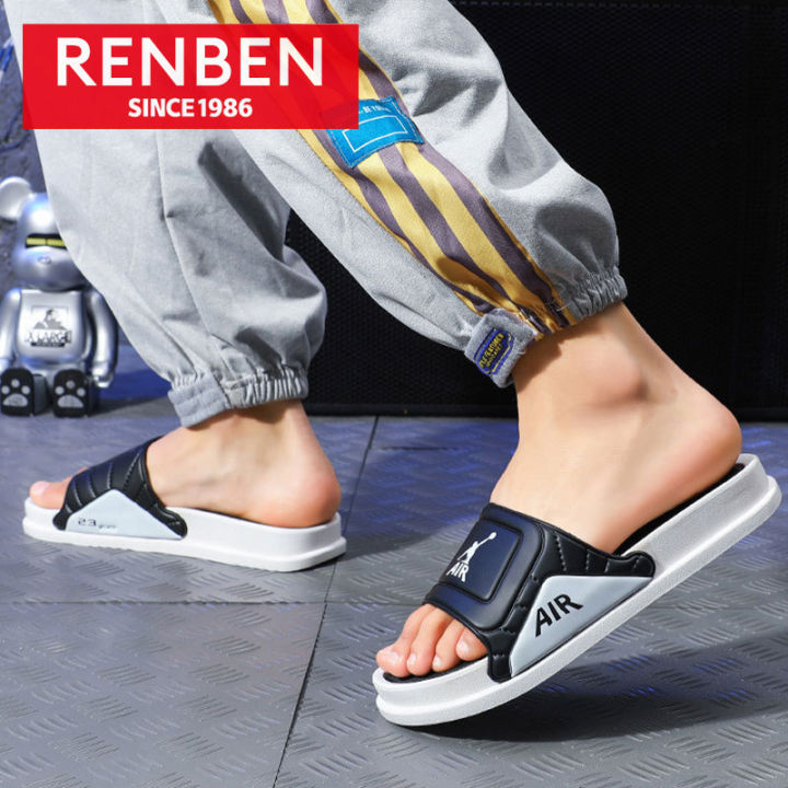 renben-รองเท้าแตะผู้ชาย-พื้นรองเท้าหนารองเท้าแตะผู้หญิงแบบพื้นบางรองเท้าแตะรุปโบว์แจ๊กเก็ตผู้ชาย