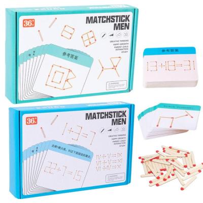 Matchstick Game Wooden Moving Matchstick Puzzle Wooden Match Stick Brain Teaser Toy Parent-child Interaction Early Educational Toy for Aged 3 Boys Girls thrifty