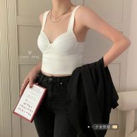 Small White Condole Belt Vest Dress Summer New Brief Paragraph Inside Build With Black Base Coat Wears Outside Underwear Bra