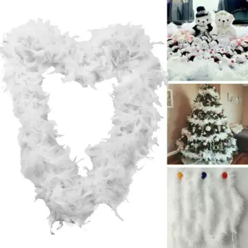 2m Christmas Tree White Natural Feather Boa Strip Xmas Ribbon Party Garland  Decoration Apparel Fabric Diy Craft Supplies