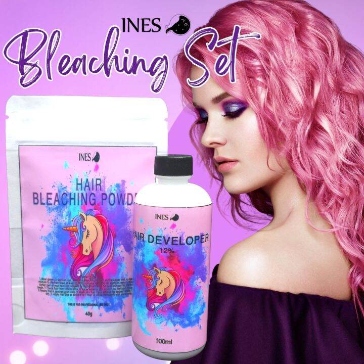INES BLEACHING SET (1 HAIR DEVELOPER & 1 BLEACHING POWDER), Hair dye