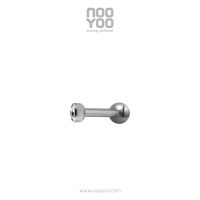 NooYoo ต่างหูสำหรับผิวแพ้ง่าย Titanium Micro Barbell with Cubic Zirconia