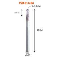 เครื่องกัดปลายทางจมูก1ชิ้นที่ตัดปลายหมุน Cnc R6.0 R0.5 2ร่องสำหรับงานกลึงโลหะและงานกลึงสล็อตดอกกัดเคลือบ Hrc50