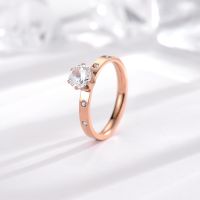 European and American Simple Titanium Steel Zircon Ring Female Rose Gold Couple Ring Fashion Joker Personality Trend Index Finger Jewelry