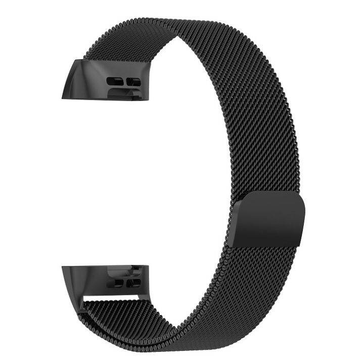 สายนาฬิกาข้อมือแม่เหล็กสแตนเลสสำหรับ-fitbit-charge-4-3ขนาดใหญ่-210x18มม-สีดำ-ลดเอง