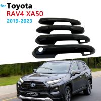 ประตูมือจับสีดำกลอสสำหรับโตโยต้า RAV4 RAV 4 XA50 XA 50 Suzuki ข้าม2019 ~ 2023สติกเกอร์ตกแต่งตกแต่งภายนอกรถยนต์