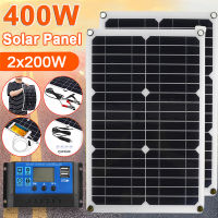 แบตเตอรี่ชาร์จพลังงานแสงอาทิตย์200W 400W 18V ชุดแผงแสงอาทิตย์12V พร้อมตัวควบคุม60A 30A พอร์ต USB แบตเตอรี่มือถือ RV พลังงานสำรองสำหรับโทรศัพท์