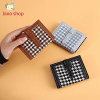 LAOO กระเป๋าสตางค์หนังของผู้หญิงหัวเข็มขัดลาย Houndstooth ผ้าใบของผู้หญิงความจุขนาดใหญ่เรียบง่ายลำลองกระเป๋าเงินแบบสั้นสไตล์เกาหลีกล่องใส่บัตรใส่เหรียญกระเป๋าคลัตช์