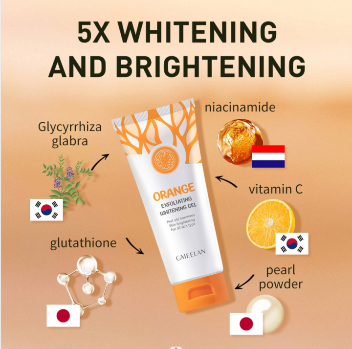 gmeelan-เจลขัดผิวหน้าและผิวกาย-orange-whitening-exfoliating-gel-50g