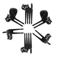 Party Decor Bento Lunches Toothpick Mini Cartoon 6pcs/pack Kitchen Accessories Snack Cake Dessert Food Fork Black Cat Fruit Fork