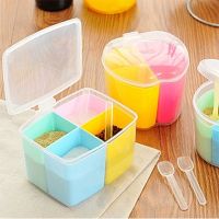 【CW】 1PCS Plastic Divided Spice Box Kitchen Seasoning Jar Seasoning Box Creative Sugar Jar Salt Jar Kitchen Accessories