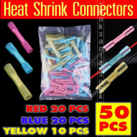 Heat Shrink Connectorst ชุดต่อสายไฟแบบต่อตรง 50ชิ้น(สีแดง20ชิ้น,สีน้ำเงิน20ชิ้น,สีเหลือง10ชิ้น)