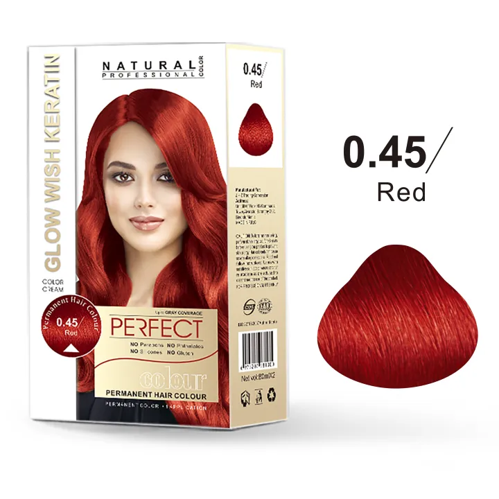 Red Permanent Hair Color Set 045 Glow Wish Keratin Hair Color Oxidant Tinting Brush 