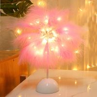 ✆ LED Night Light USB Fairy Light Feather Table Lamp Desk Decora Living Room Party Christmas Wedding Girl Bedroom Feather Light