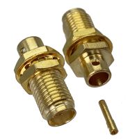 1Pcs SMA female jack nut bulkhead semi rigid RG402 0.141 RF Coaxial connector Wire Terminals 50ohm